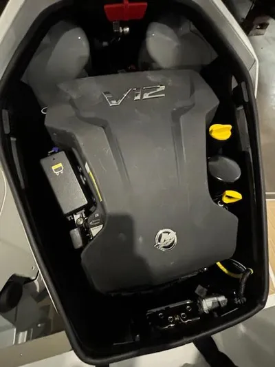  Yacht Photos Pics 2024 Cruisers Yachts 42 GLS engine compartment with V12 engine.