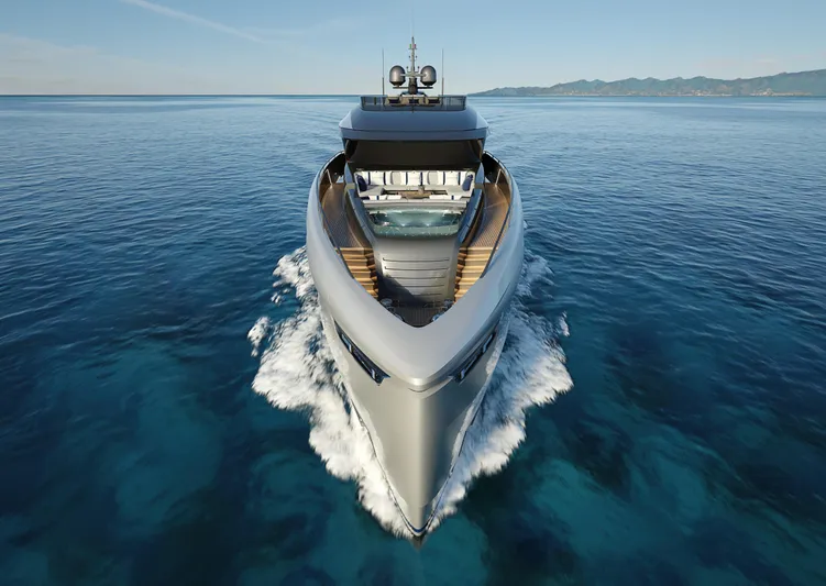  Yacht Photos Pics Luxury ISA GT33 yacht cruising on open sea, 2026 model.