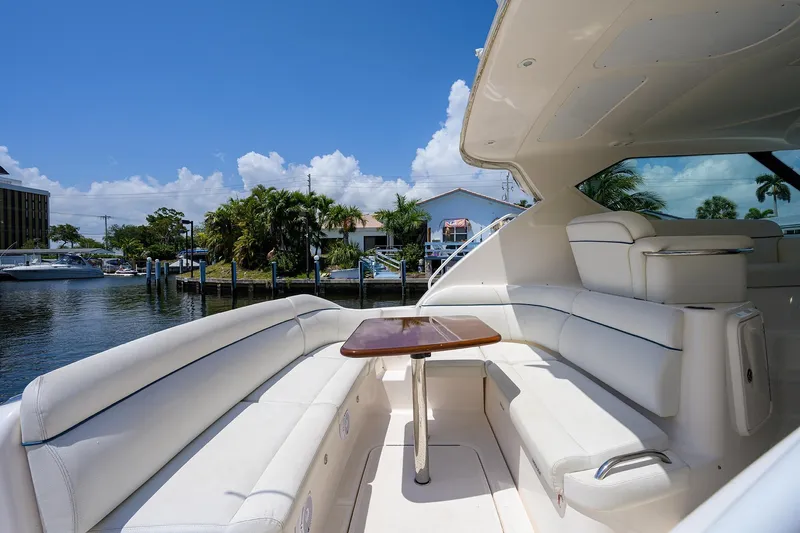  Yacht Photos Pics Luxurious 2013 Tiara Yachts 3900 Sovran with elegant seating and scenic marina view.