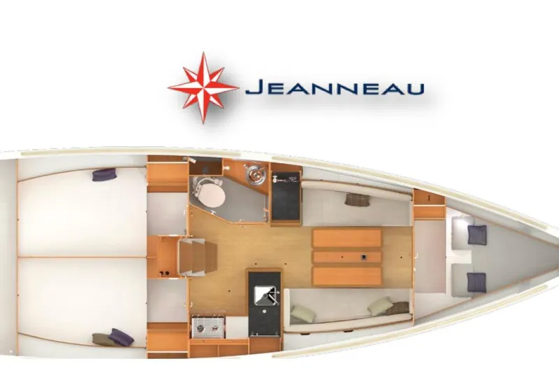 Alpha-joy Yacht Photos Pics Floor plan of 2017 Jeanneau Sun Odyssey 349 sailboat interior layout.