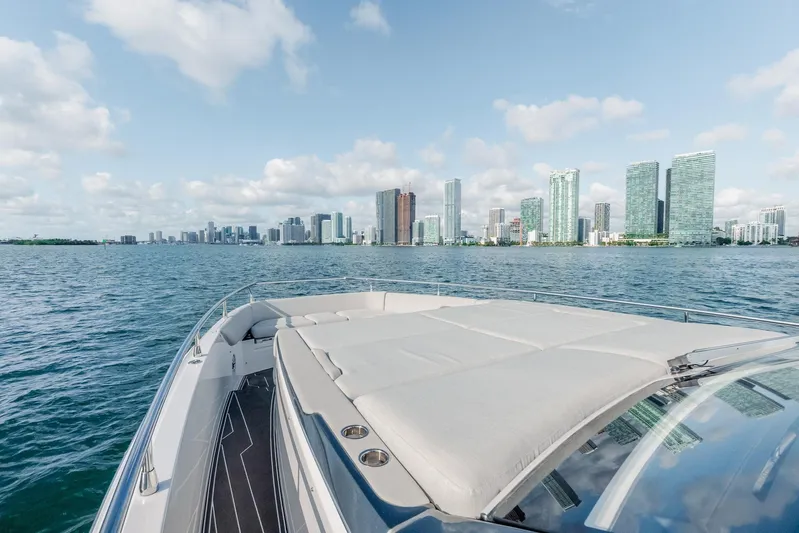  Yacht Photos Pics Azimut Verve 42 yacht cruising near city skyline, 2025 model.