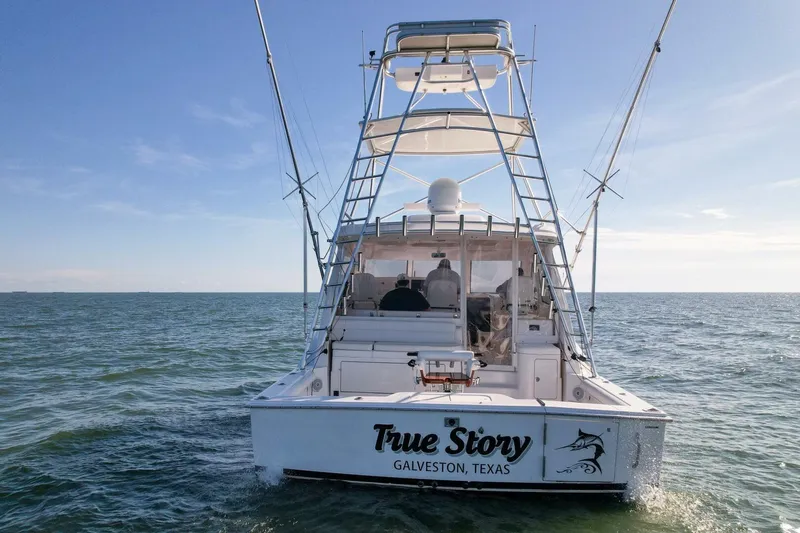 True Story Yacht Photos Pics 2012 Cabo 40 Hardtop Express boat on open water, Galveston, Texas.