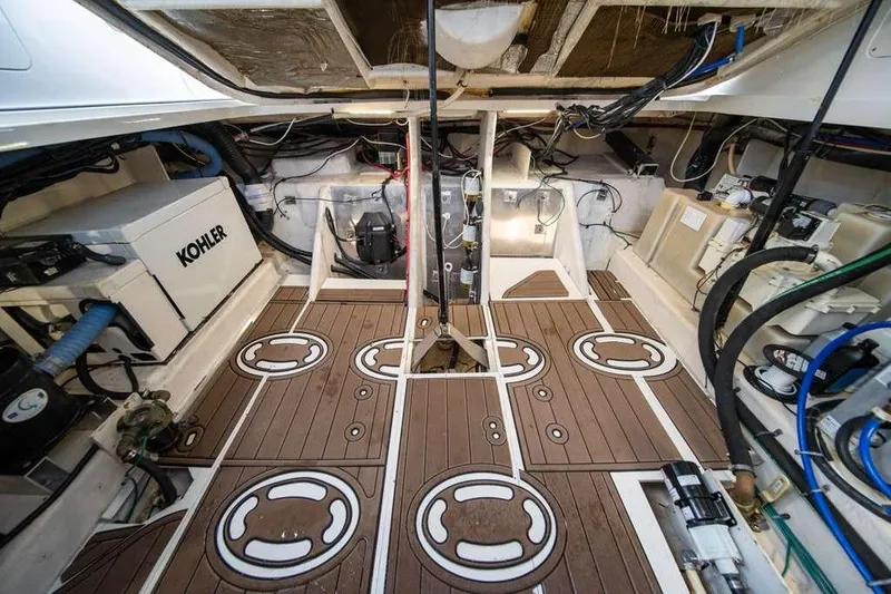  Yacht Photos Pics Engine room of 2010 Sea Ray 370 Sundancer with Kohler generator and organized wiring.