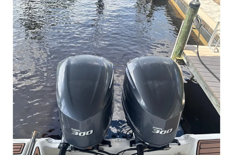  Yacht Photos Pics Twin Yamaha 300 engines on a 2017 Sea Fox 288 Commander boat at dock.