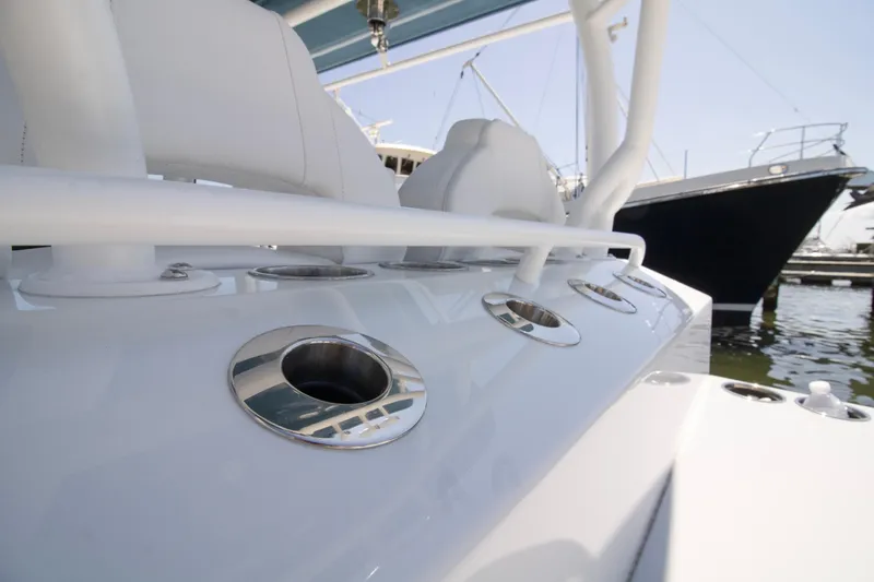  Yacht Photos Pics 2026 Yellowfin 36 Offshore boat with sleek rod holders and modern design.