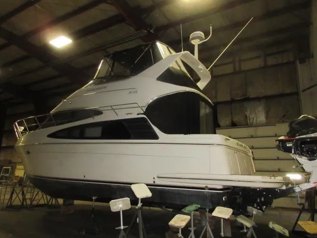  Yacht Photos Pics 2005 Carver 36 Sport Sedan yacht in indoor storage.