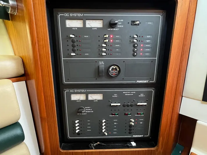 Yacht Photos Pics Electrical control panel on a 1998 Pursuit 3400 Offshore DIESEL boat.
