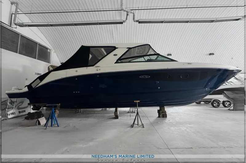  Yacht Photos Pics 2021 Sea Ray SLX 400 boat in indoor storage at Needham's Marine Limited.