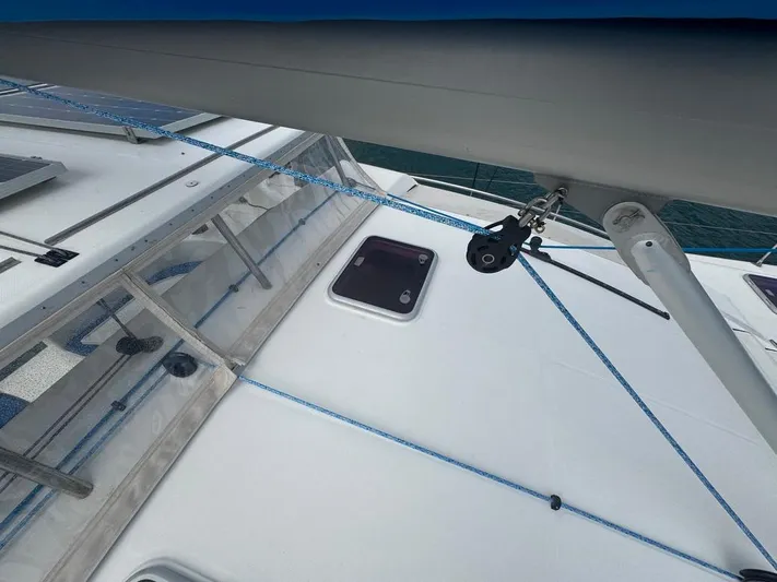 Avatar Yacht Photos Pics Sailboat deck view of 2010 Admiral 38 Executive with rigging and hatch.