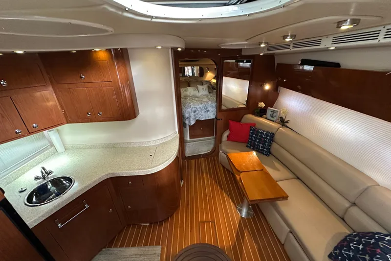 Beyond The Reef Yacht Photos Pics Luxurious interior of 2008 Regal Commodore 4060 yacht with elegant wood finishes.