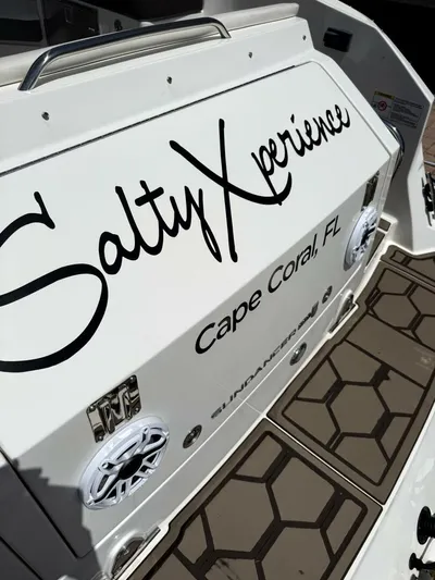 Salty Xperience Yacht Photos Pics 2020 Sea Ray 320 Sundancer OB Coupe boat with "Salty Xperience" text, Cape Coral, FL.