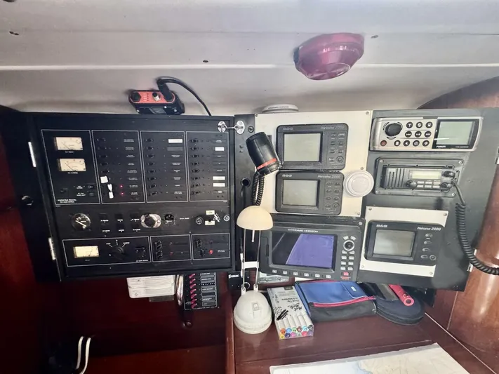  Yacht Photos Pics Control panel of a 1991 Beneteau 45 First yacht with navigation instruments.