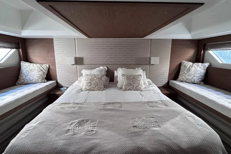  Yacht Photos Pics Luxurious bedroom interior of 2018 Beneteau Gran Turismo 50 Sportfly yacht.