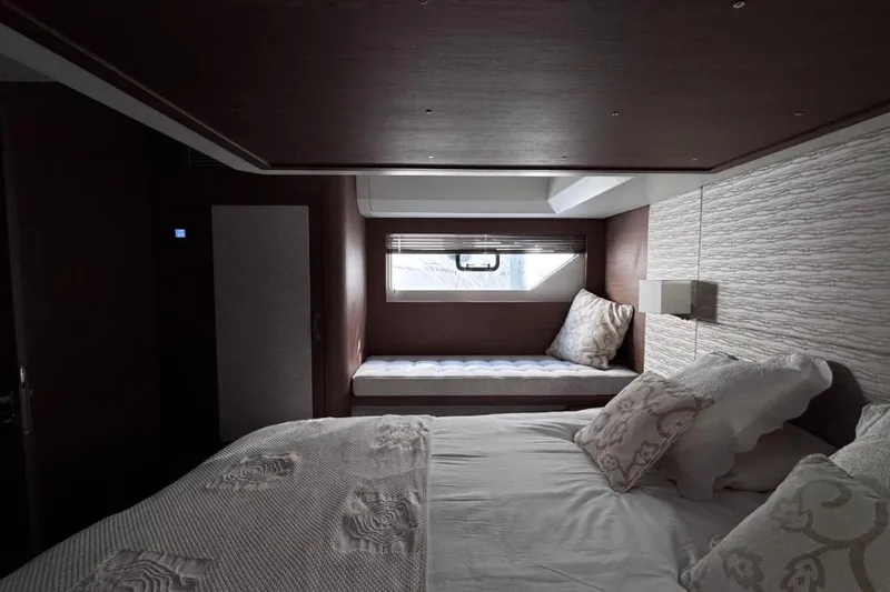  Yacht Photos Pics Luxurious cabin interior of 2018 Beneteau Gran Turismo 50 Sportfly yacht.