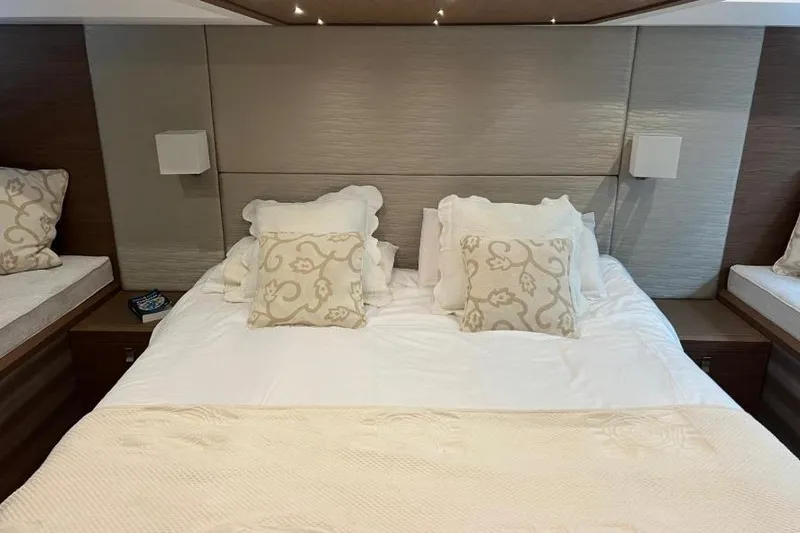  Yacht Photos Pics Luxurious bedroom interior of 2018 Beneteau Gran Turismo 50 Sportfly yacht.