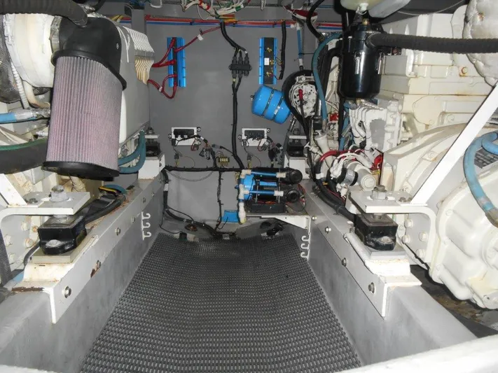  Yacht Photos Pics Engine room of 2004 Meridian 540 Pilothouse with visible components and wiring.