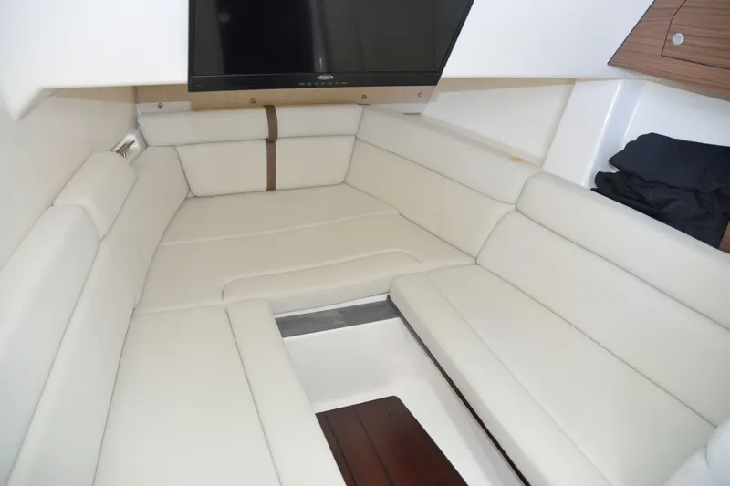  Yacht Photos Pics Luxurious interior cabin of 2020 Boston Whaler 350 Realm boat.