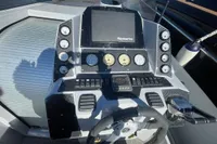 Cockpit of 2008 SACS Strider with Raymarine navigation system and control panel.