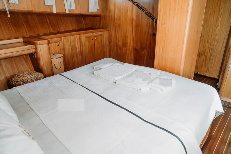  Yacht Photos Pics Luxurious wooden cabin interior on a 2005 custom-made gulet yacht.
