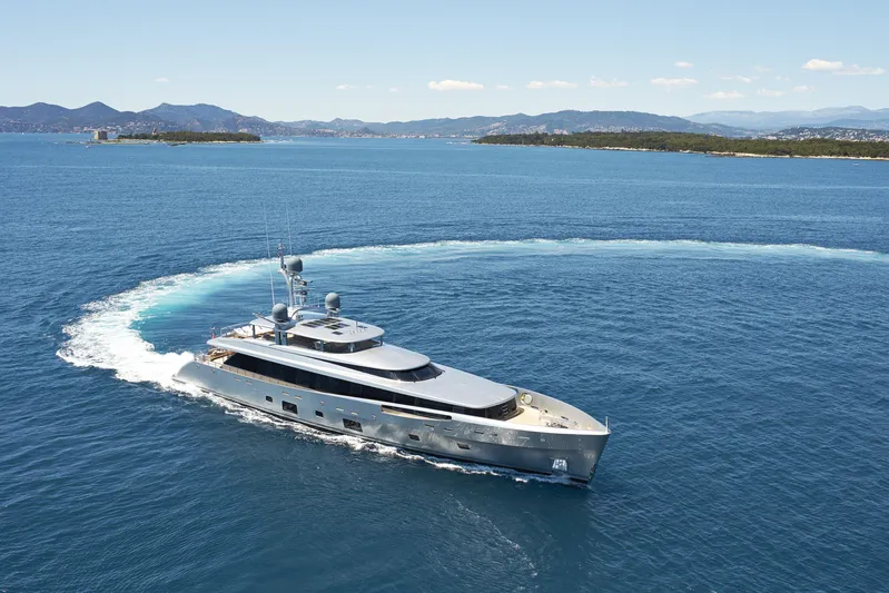 Excellence V Yacht Photos Pics Luxurious 2014 Feadship EXCELLENCE V yacht cruising in open sea with scenic coastline.