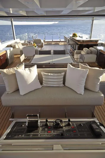 Excellence V Yacht Photos Pics Luxurious interior of 2014 Feadship EXCELLENCE V yacht with elegant seating and ocean view.