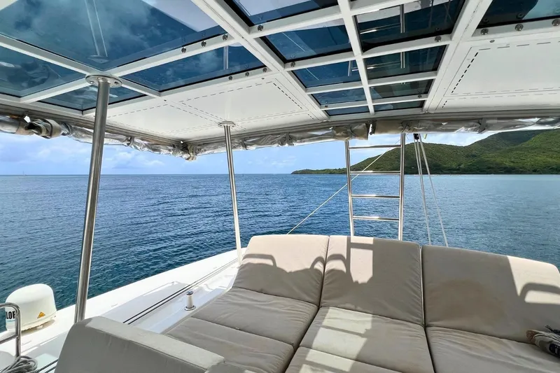Dignity Yacht Photos Pics Luxurious Lagoon 50 catamaran interior with ocean view, 2021 model.