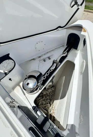 Yacht Photos Pics 2019 Nor-Tech 390 Sport Center Console anchor storage compartment.