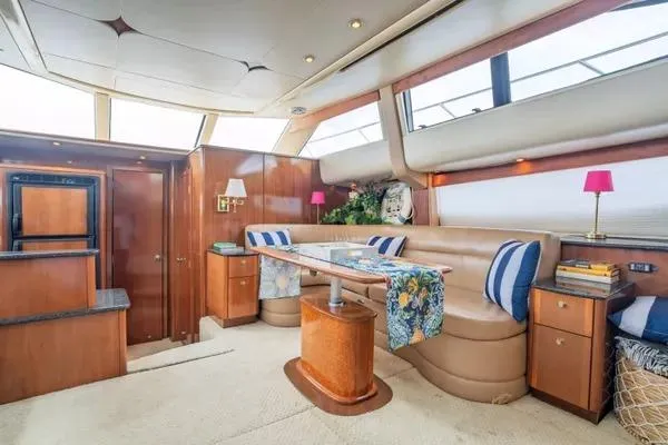 Bella Vita Yacht Photos Pics Luxurious interior of 2007 Meridian 459 Motoryacht with elegant seating and decor.
