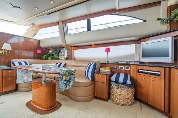 Bella Vita Yacht Photos Pics Luxurious interior of 2007 Meridian 459 Motoryacht with elegant seating and modern amenities.