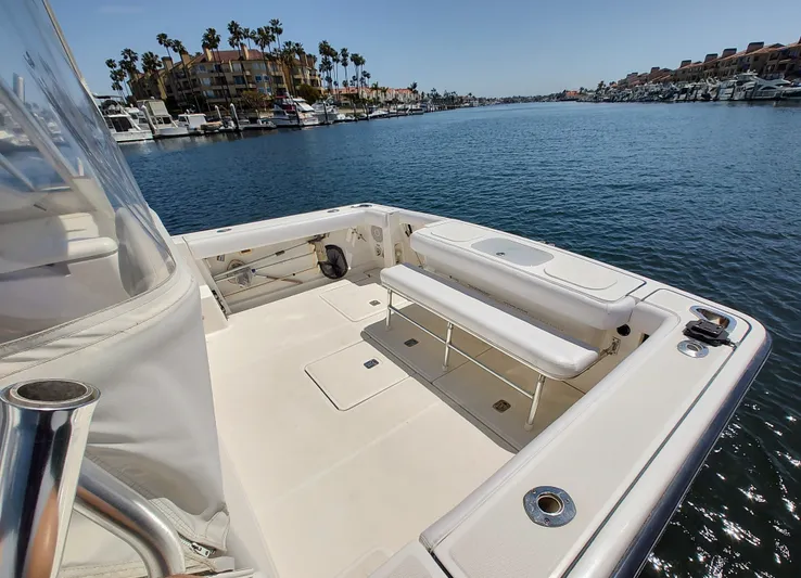 St Mary Yacht Photos Pics 2008 Tiara Yachts 3200 Open, spacious deck overlooking marina with clear blue water.