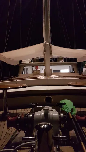  Yacht Photos Pics Custom 2017 GULET yacht deck at night, featuring sails and rigging.