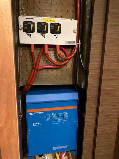 Vela Yacht Photos Pics Electrical panel and inverter setup on a 2018 Lagoon 42 catamaran.