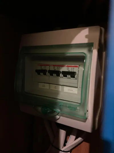 Vela Yacht Photos Pics Electrical panel with switches inside a Lagoon 42, 2018 model.