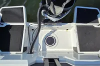 2022 Iron 827 T-Top boat deck with black and white design, viewed from above.