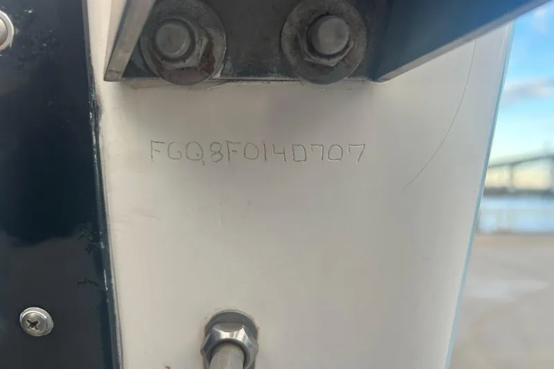  Yacht Photos Pics Hull identification number on 2007 Fountain 38 Sportfish Cruiser OB boat.