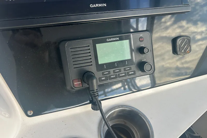  Yacht Photos Pics Garmin marine radio on 2007 Fountain 38 Sportfish Cruiser OB dashboard.