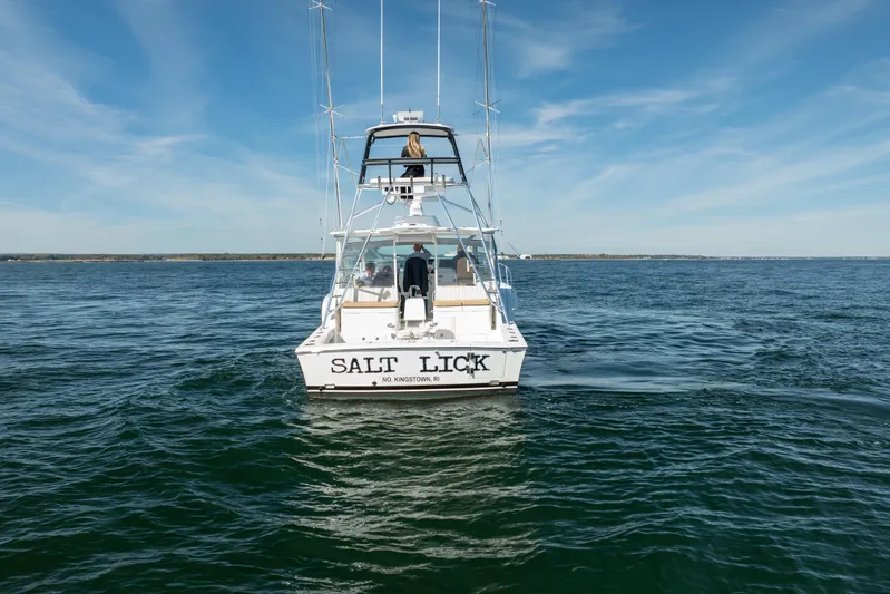 Salt Lick Yacht Photos Pics 2018 Albemarle 41 Express boat named "Salt Lick" on open water.