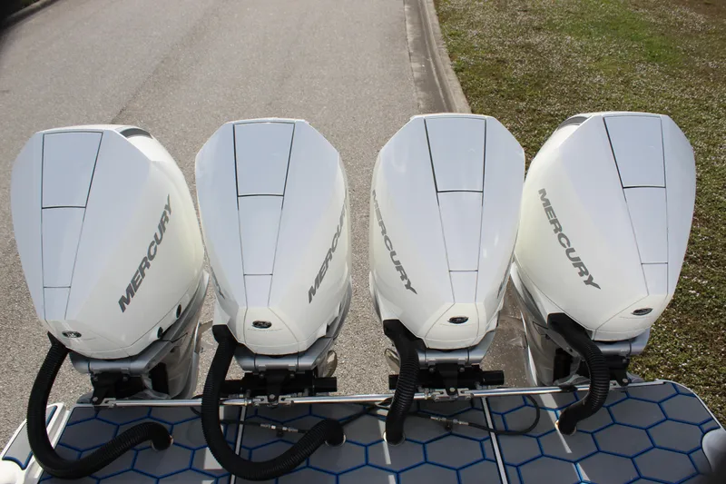  Yacht Photos Pics Four Mercury outboard engines on a 2020 Mystic Powerboats M4200.
