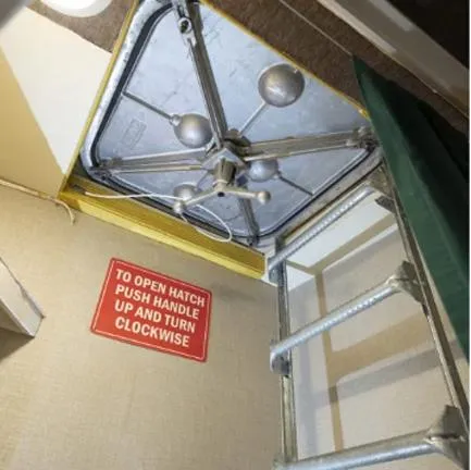 Truth Yacht Photos Pics Hatch with instructions and ladder on 1974 Custom Expedition Liveaboard vessel.