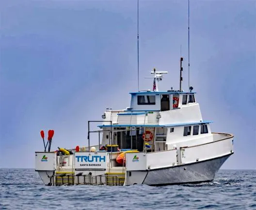 Truth Yacht Photos Pics Custom 1974 Expedition Liveaboard boat "Truth" on ocean, Santa Barbara.