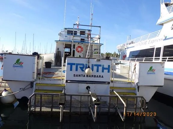 Truth Yacht Photos Pics Custom 1974 Expedition Liveaboard boat "Truth" docked in Santa Barbara harbor.