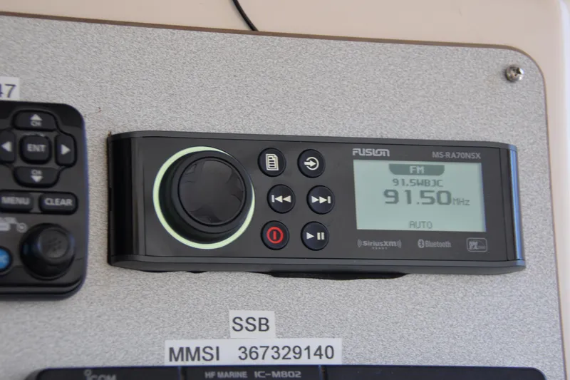 Dreamweaver Yacht Photos Pics Fusion marine stereo system on a 2004 Fountaine Pajot Belize 43 yacht.