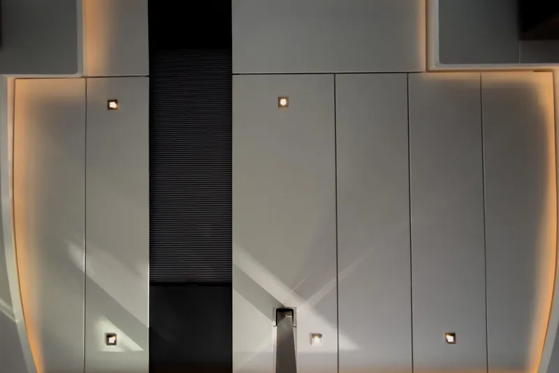 Panthera Yacht Photos Pics Modern interior design with ambient lighting on Leopard 42 yacht, 2021 model.