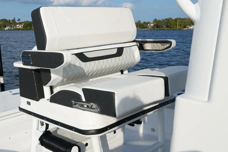 Your Next Boat! Yacht Photos Pics Luxury seating on 2026 Blackfin 262 HB boat, featuring sleek design and waterfront view.