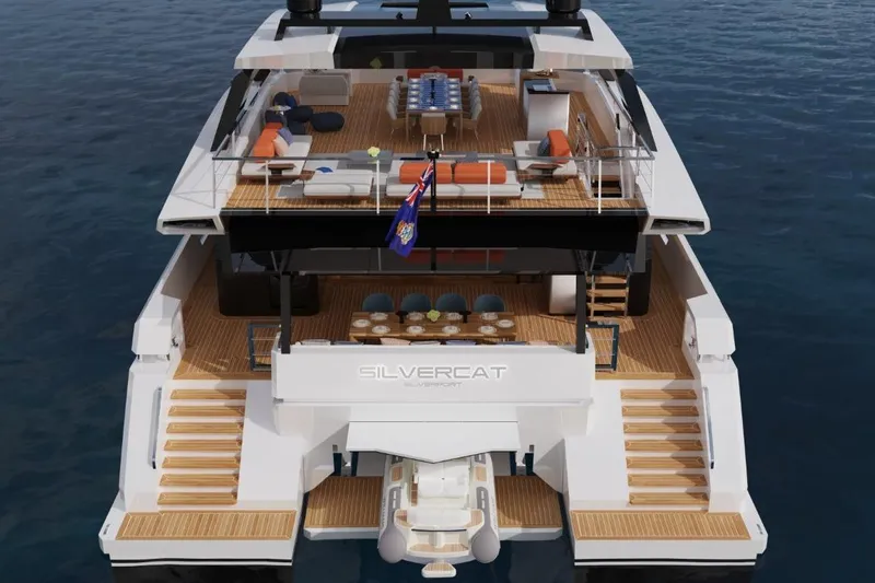  Yacht Photos Pics Luxury Silver Yachts SC22M 2026 model with spacious deck and elegant design on the water.