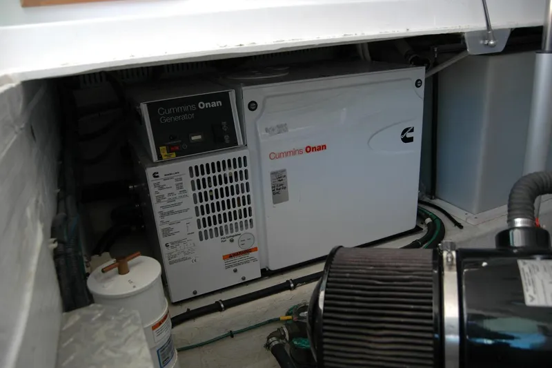 Bonnie Blue Yacht Photos Pics Cummins Onan generator in 2015 Back Cove 37 boat engine room.