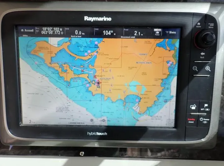 Fiddle Deedee Yacht Photos Pics Raymarine navigation system on a 2011 Sea Ray Sundancer displaying a nautical chart.