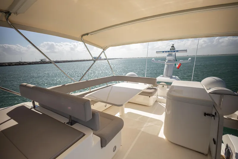 Navegante Yacht Photos Pics Luxurious 2013 Ferretti Yachts 690 with spacious deck and ocean view.