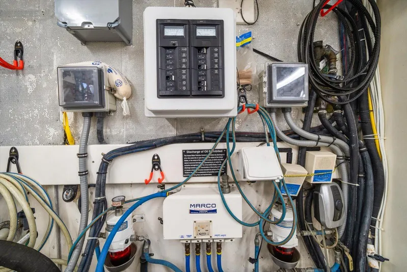  Yacht Photos Pics Electrical panel and wiring system in a 1971 Matthews Voyager boat.