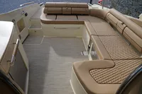 2024 Chris-Craft Launch 35GT interior with tan leather seating and spacious layout.